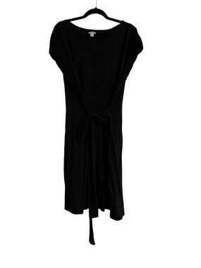 J. Crew Black Midi Tie-Waist Dress